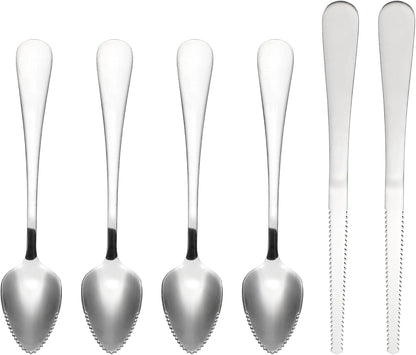 PATIKIL 4PCS Grapefruit-Spoons with Serrated Edge, Grapefruit-Spoons Serrated, Silver, 2 Set