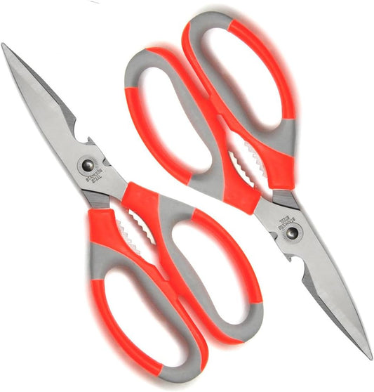 Hometeq 2 Pack - Scissors Stainless Steel Heavy Duty Sharp Kitchen Scissors Multi-Purpose Poultry Shears with Soft Grip Handles