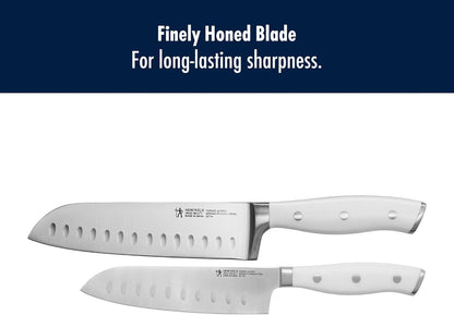 HENCKELS Forged Accent Razor-Sharp 2-pc Santoku Knife Set, White Handle, German Engineered Informed by 100+ Years of Mastery