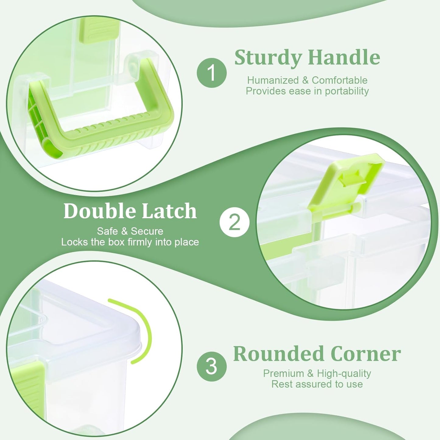 BTSKY Clear Plastic Dividing Storage Box with 4 Compartments Adjustable Storage Bin with Lid Plastic Craft Storage Container Multipurpose Sewing Box Art Supply Organizer, 13.3x8.1x3.4 Inches