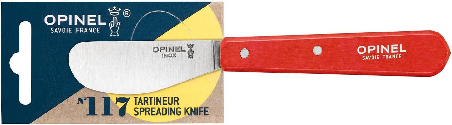 OPINEL Essential No.117 Spreading + Butter Knife, Painted Hornbeam Wood Handles, Made in France (Natural)
