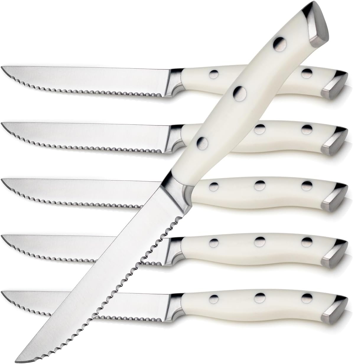 Alata 8-Piece Steak Knives Set, 4.7 Inch with Serrated Edge Razor-Sharp Dinner Knives, Full-Tang Construction