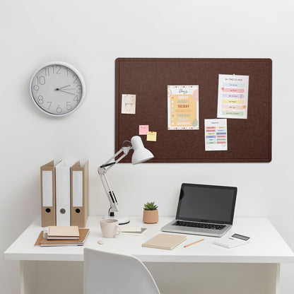 Lightomorrow Bulletin Board, 36 x 24 inches Felt Board - Decorative Pin Board, Cork Board Alternative for Wall, 3' x 2' Foldable Self-Adhesive Vision Board Prayer Board with 20 Pushpins - Black