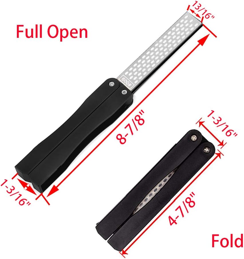 Diamond Knife sharpener Pocket Sharpening Stone #400/600 Double Sides Folding Portable Orange - 1pcs