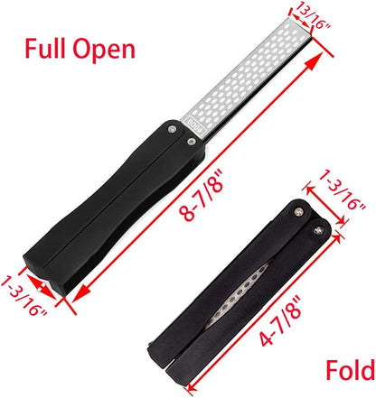 Diamond Knife sharpener Pocket Sharpening Stone #400/600 Double Sides Folding Portable Orange - 1pcs