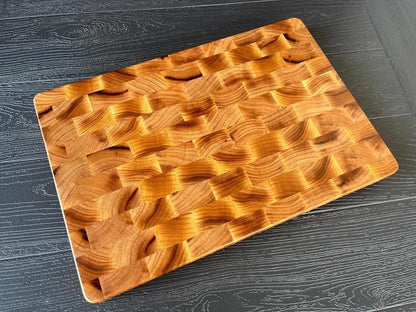 Apricot End Grain Cutting Board: Handmade Wooden Butcher Block