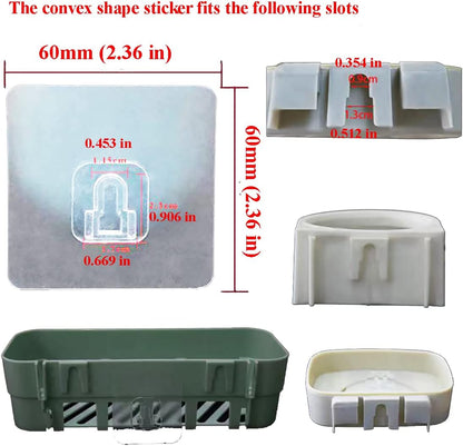 12 PCS Wall Mounted Replacement Sticky pads for Kitchen Bathroom Shower Caddy Organizer Rack Holder Nail Free Adhesive Hooks (Square)