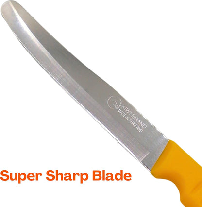 Round Tip Knife, Blunt Knife, Rounded Tip Knives for Cutting Fruit and Vegetable, Smooth Sharp Blade, Safety Knifes (Yellow)