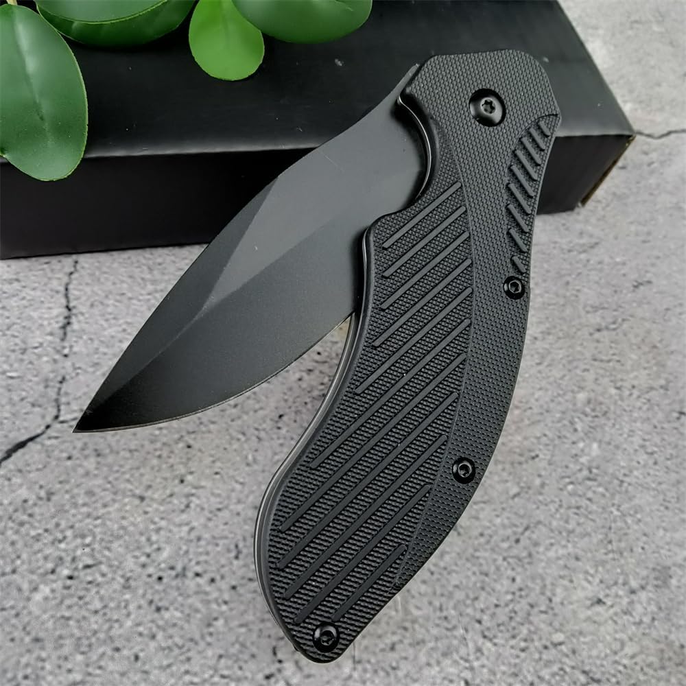 Generic Clash Black Serrated Pocket Folding knife, 3"" 8Cr13MoV Steel Drop Point Blade, Assisted One-Handed Flipper Opening, Utility EDC for Outdoor Camping Survival