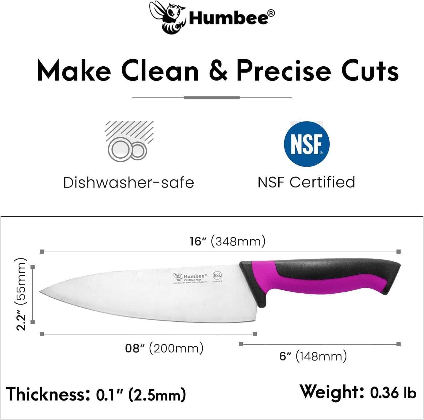 7.5-Inch Nakiri Knife, High Carbon Stainless Steel Hollow Grind Blade, Razor Sharp Edge, Ergonomic Non-Slip Handle, Cleaver Style, DT-50 Series, Orange