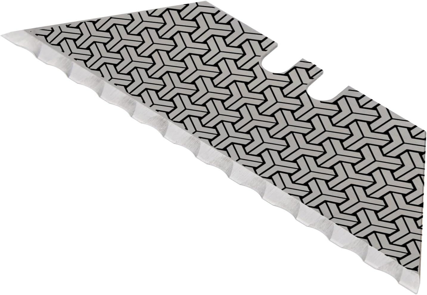 NDZ Performance Serrated Steel Blade Replacement for Utility Knife & Box Cutters, Custom Double Sided Laser Engraved Designs, Silver - Skull - 3 Pack