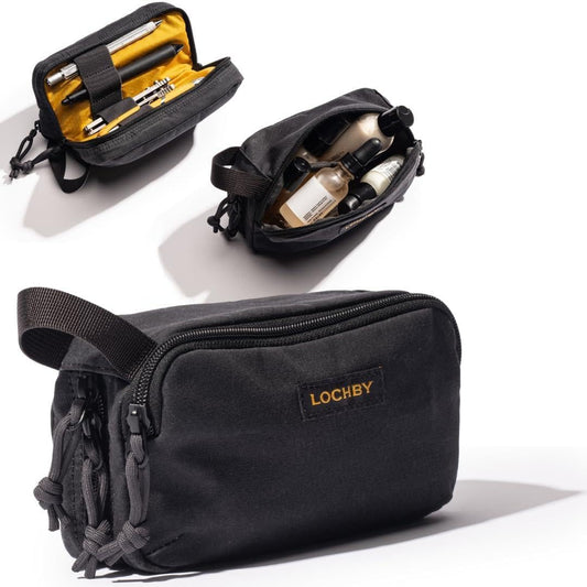 LOCHBY® Venture Pouch | Multipurpose Tactical Tool Bag | Water Resistant Waxed Canvas | Dual-Sided Zipper Pouch | for Motorcycle, Bike, EDC, Pen, Pencil, Art, Tech & Travel