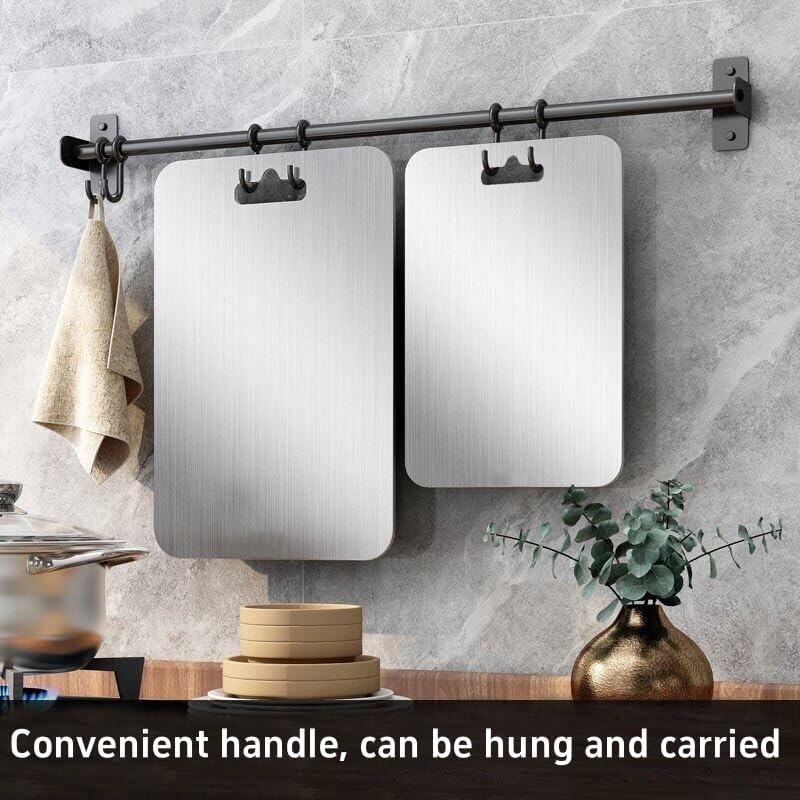 Titanium Cutting Board Set of 3, 100% Pure Titanium Cutting Boards for Kitchen, Non Toxic, Double-Sided Food Grade Chopping Board for Outdoor Camping, Dishwasher Safe