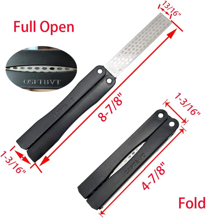 Diamond Knife sharpener Pocket Sharpening Stone #400/600 Double Sides Folding Portable Orange - 1pcs