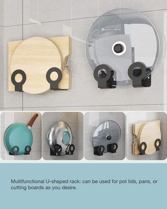 Kitchen Wall-Mounted Cutting Board Holder – Hanging Pot Lid Rack - Under Cabinet Cutting Board Hanger