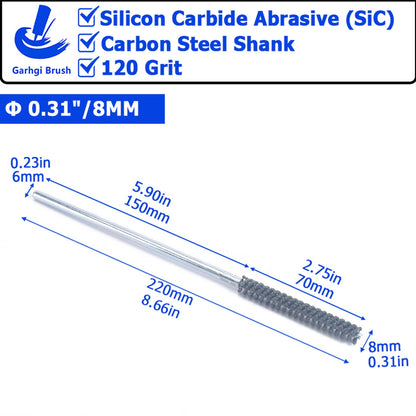 0.591"(15mm) Cylinder Hone Brush with Round Carbon Steel Shank in 120 Grit SiC Abrasive Nylon Balls for Deburring Small Engine Cylinders Brake Piston Rings Guides Tubes Cam Bearings