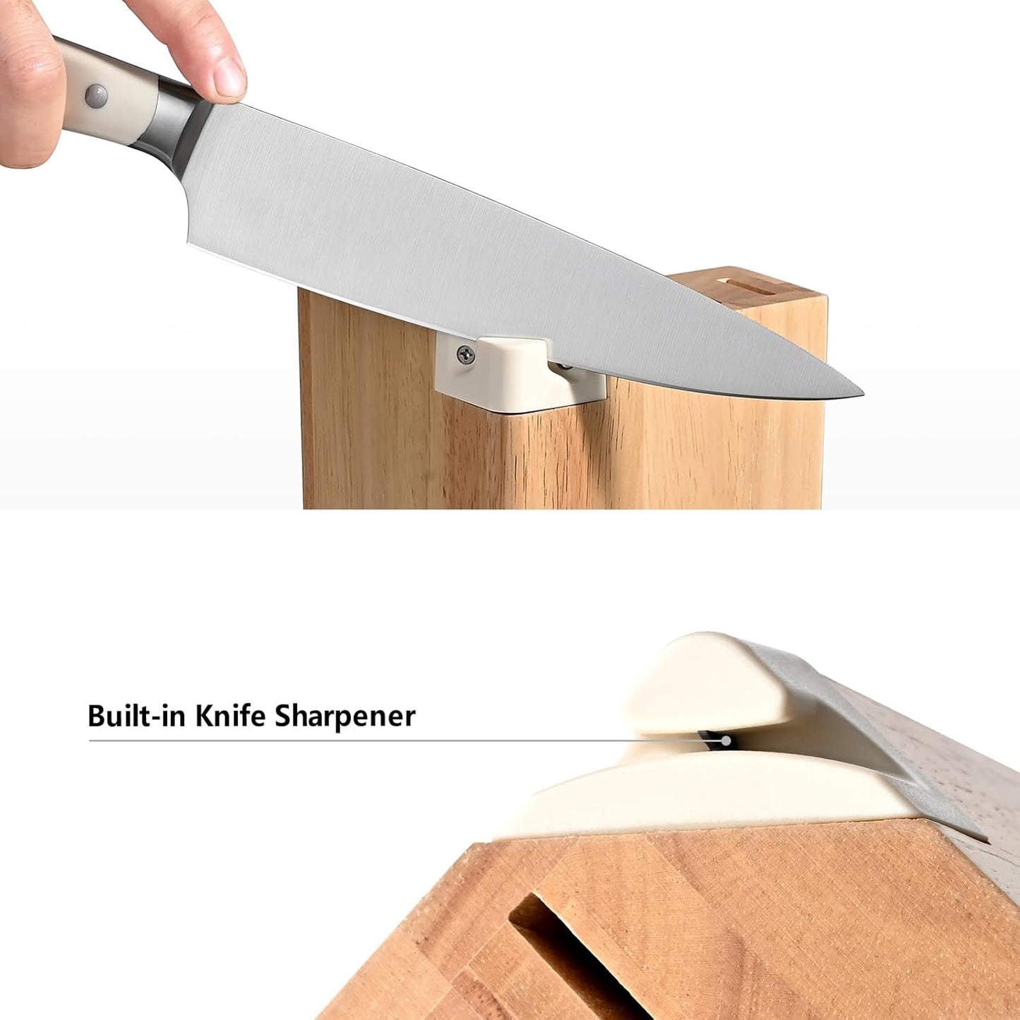 14-Piece Kitchen Knife Set with Detachable Block, High Carbon Stainless Steel Dishwasher Safe Knives, Includes Chef, Santoku, Bread, Steak Knives for Home Kitchen,White