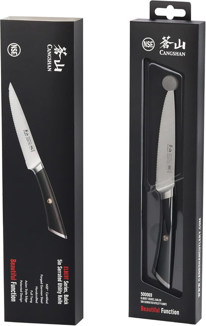 Cangshan ELBERT Series German Steel Forged 5" Serrated Utility Knife (White)