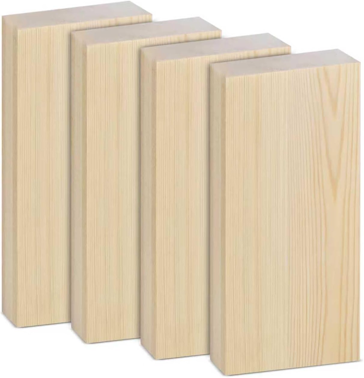 4 Pcs Unfinished Pine Wood Blocks, 3x10x1 Inch Wooden Block, Wood Carving Blocks for Crafting Home Crafts DIY Supplies Carving Crafting