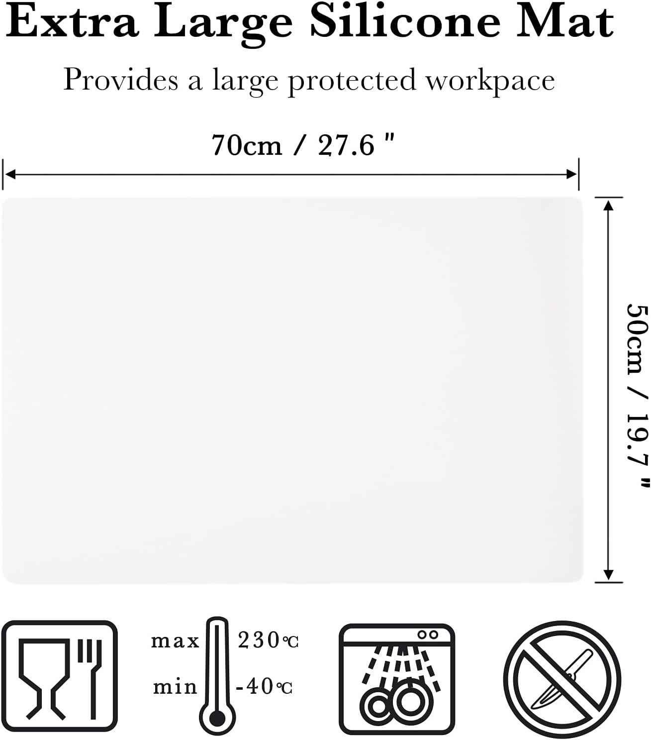 Gartful Extra Large Transparent Silicone Mat, Countertop Protector, 25.2 x 17.7 inches Silicone Sheet for Crafts Resin Jewelry Casting Mat Pad Nonstick Table Placemat