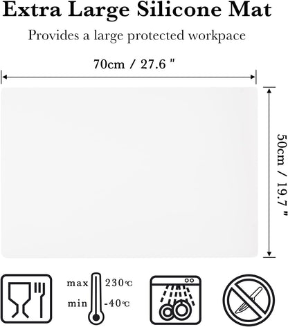 Gartful Extra Large Transparent Silicone Mat, Countertop Protector, 25.2 x 17.7 inches Silicone Sheet for Crafts Resin Jewelry Casting Mat Pad Nonstick Table Placemat