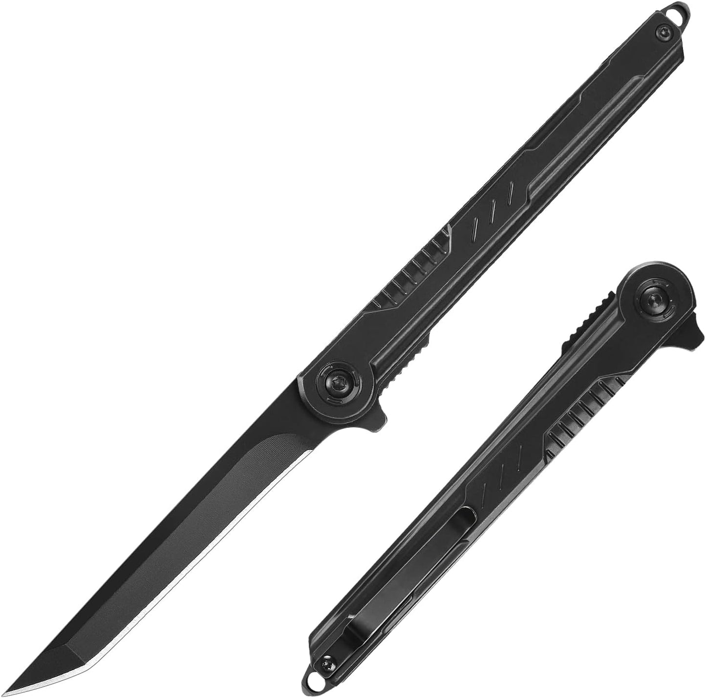 FUNBRO EDC Pocket Knife - 7CR13Mov Steel Tanto Blade, Slim Survival Knife with Clip and Liner Lock, Window Breaker for Outdoor Camping- Stocking stuffer Gifts for Men Women
