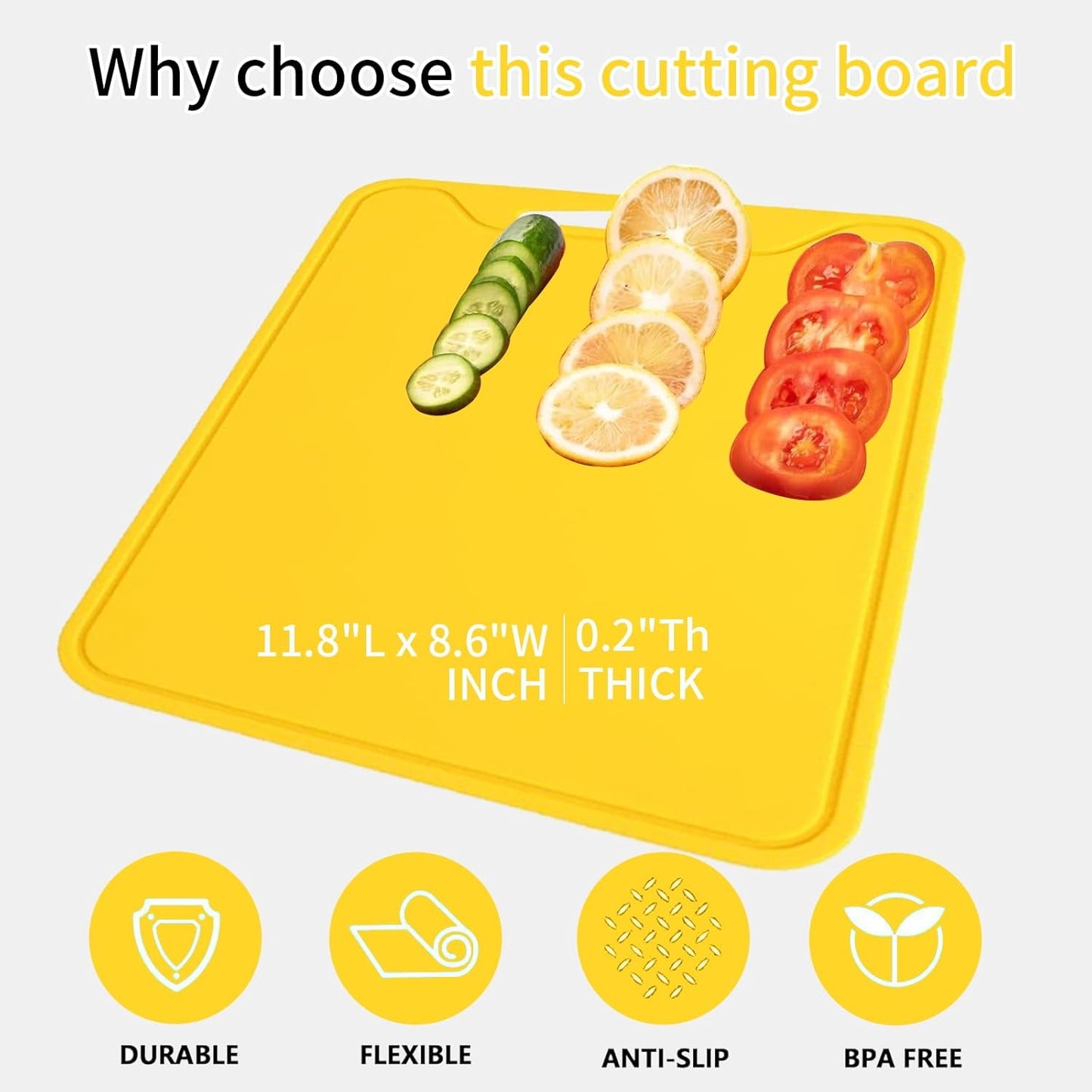 Flexible Silicone Cutting Boards For Kitchen 11.8''x 8.6'',BPA Free Silicone Cutting Board Kitchen Mat For Fruit and Vegetables, Dishwasher Safe, Suitable For Both Indoor and Outdoor (Blue)