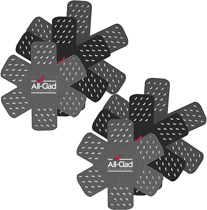 All-Clad Premium Cookware Protectors: Pot and Pan Protectors for Kitchen Organization - Perfect for Cast Iron, Steel, or Glass, (3-Piece), Black/Grey
