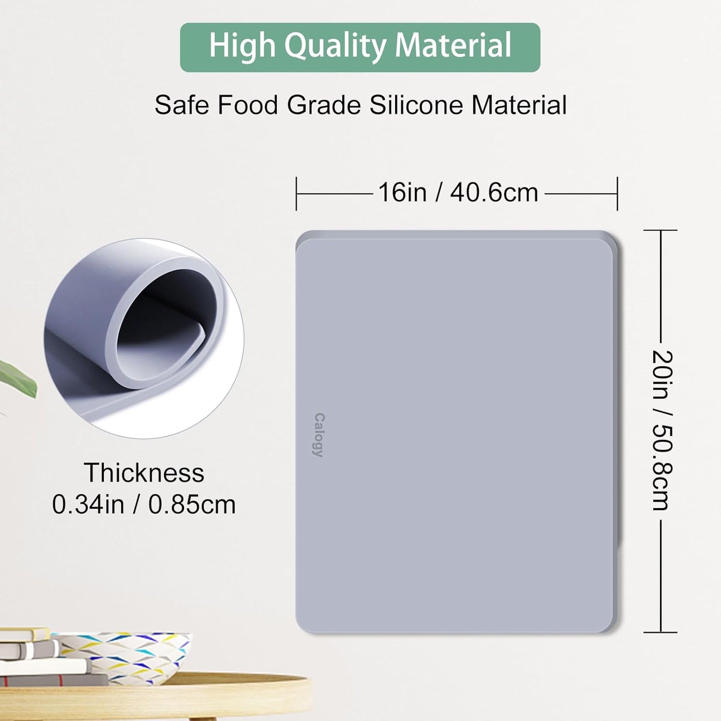 Calogy Heat Press Mat Silicone 15x15 inch, Heat Press Pad Resistant Fireproof 0.34in Thickness, Double Sided Easy Washable Mat for Vinyl Ironing Insulation Transfer Crafting Sublimation Projects