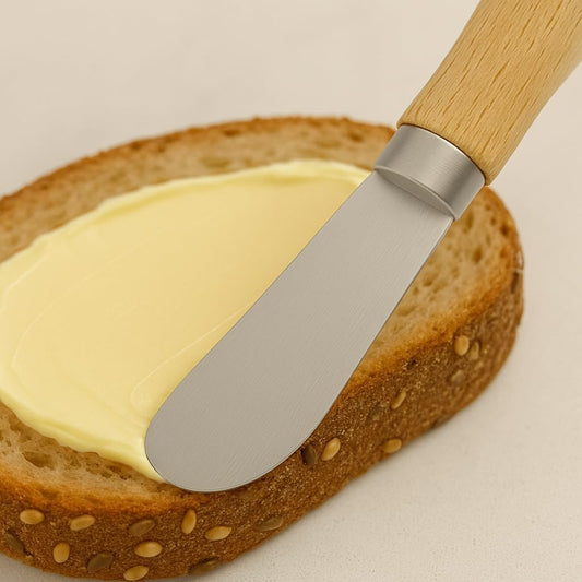 Butter Knives Set of 2, Oak Handle, Durable Stainless Steel Blade, Butter Knife for Smooth Spreading Butter Cream Cheese Jam, Ideal for Bagels, Sandwiches, Butter Knife Spreader 6 Inches (Oak 6.2")