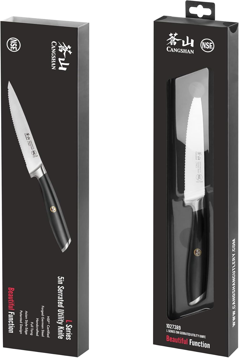 Cangshan L Series 5-Inch Serrated Utility Knife, Forged German Steel,1027389