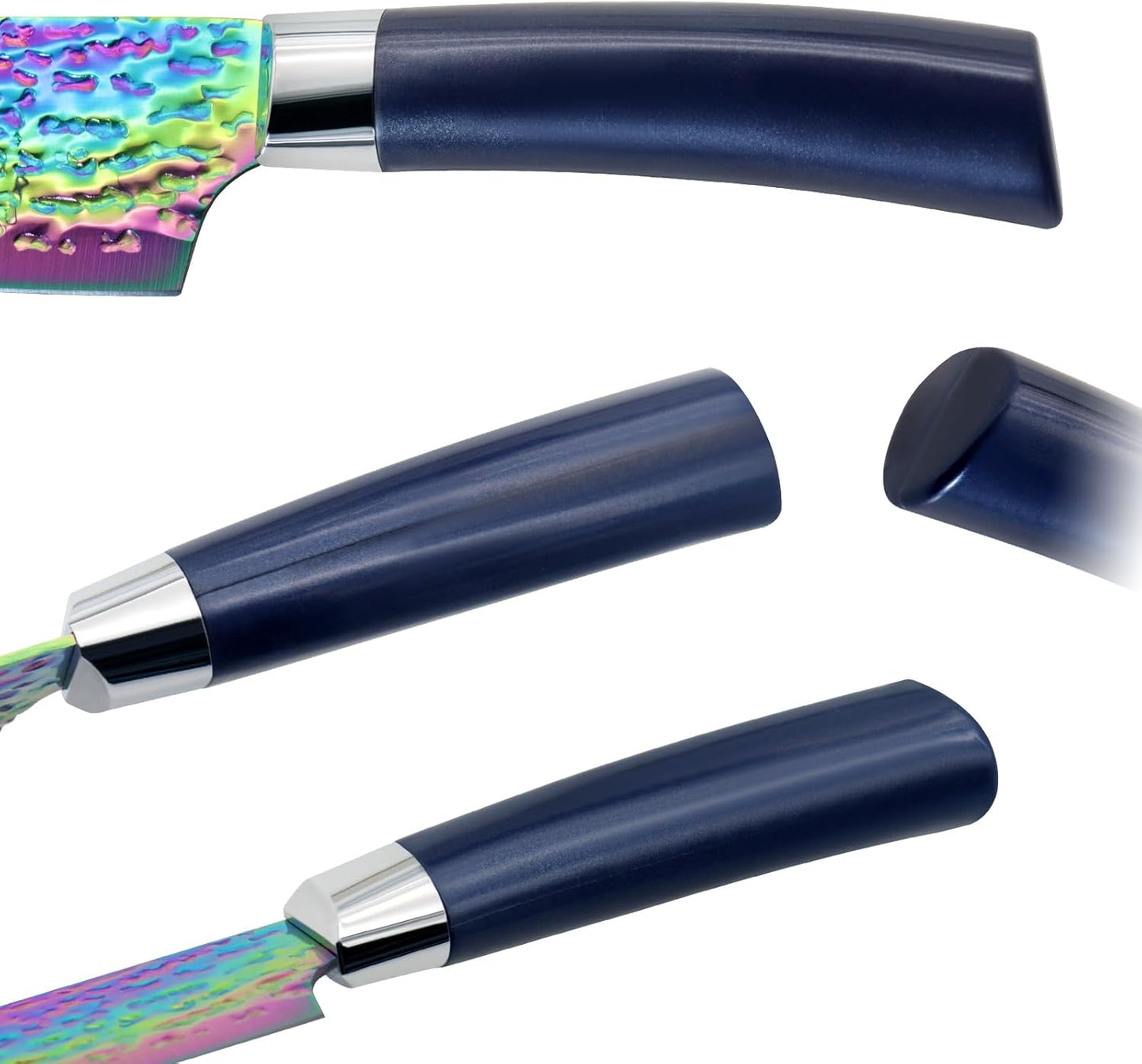Rainbow Titanium Knife Set, Non Stick Thick and Sharp Stainless Steel 15 Pcs Cutlery Kitchen Knives Set with Acrylic Block, Chef Quality for Home & Pro Use, Best Gift, Pink Color
