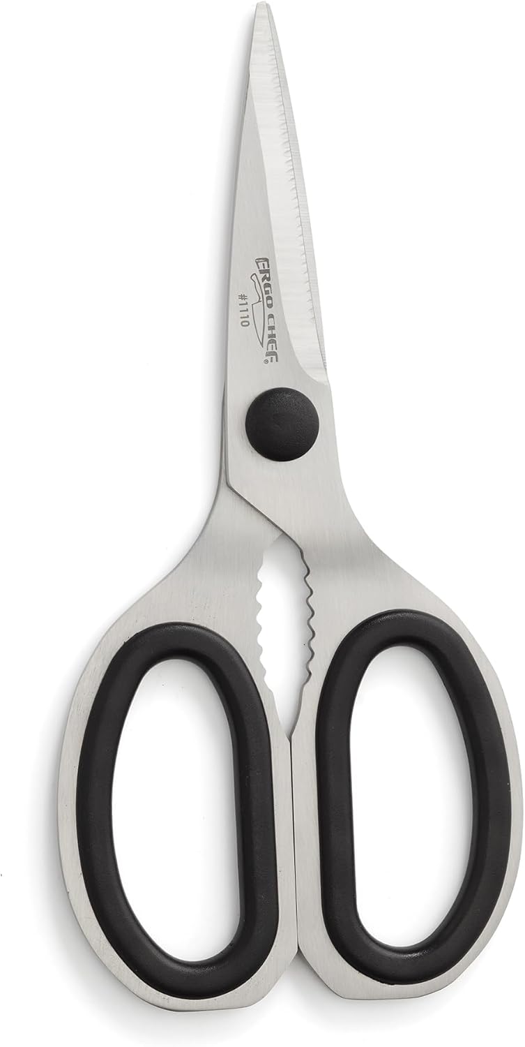 Ergo Chef All-Purpose Come-Apart Kitchen Shears for Poultry, Fish, Vegetables, Herb Stripper, Bottle Opener (Black)