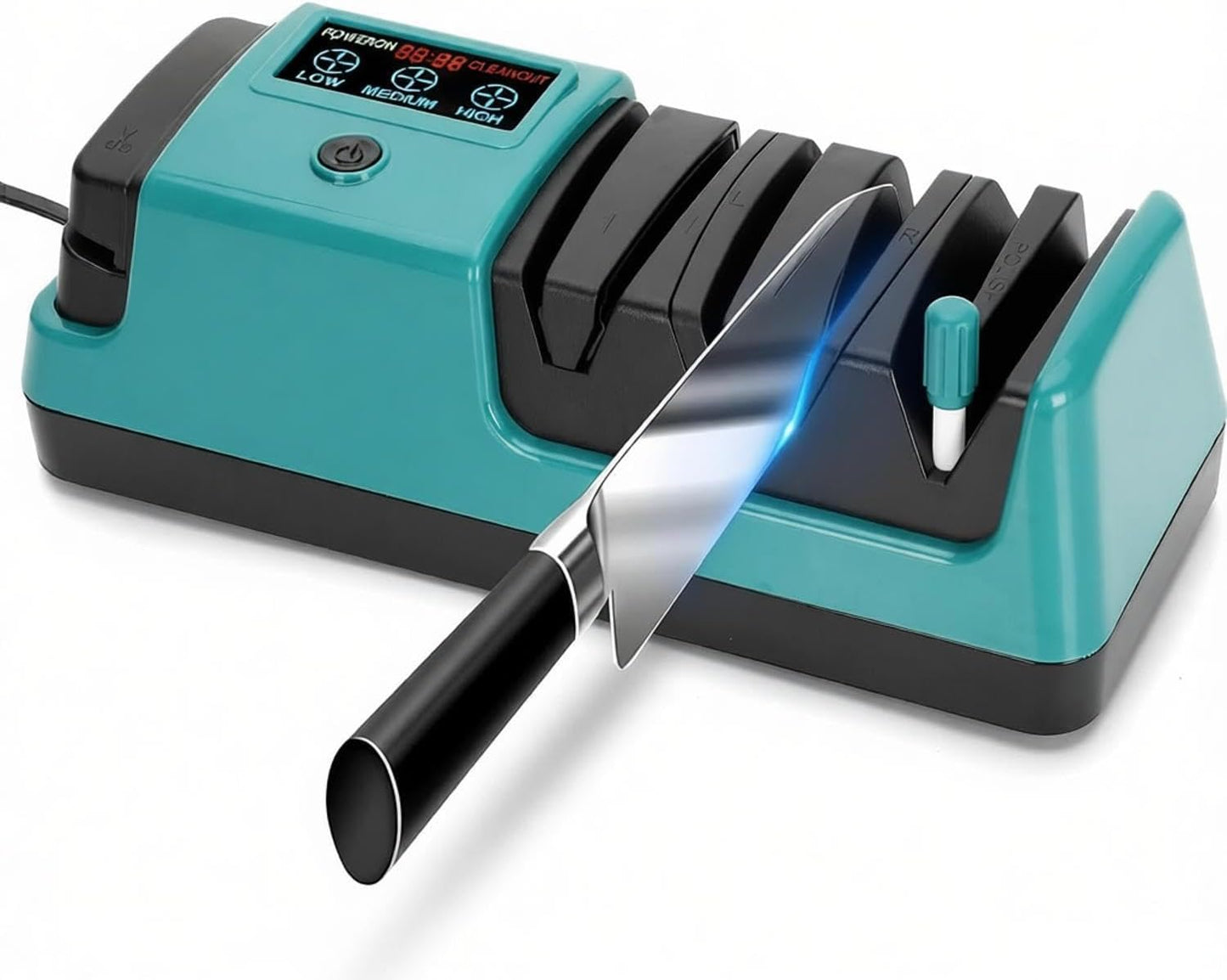 Knife Sharpener Electric for Kitchen - 3-Stage Kitchen Knife Sharpener,Knife Sharpeners with Stainless Steel Grinding Head-Portable and Useful-Fast Sharpening, Repair, Polish