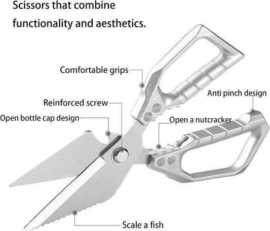 Kitchen Scissors all Purpose, Stainless Steel Kitchen Shears, Meat Scissors Heavy Duty Sharp Shears, Kitchens Accessories Cooking Shear for Meat Chicken Fish Poultry Herb Bread