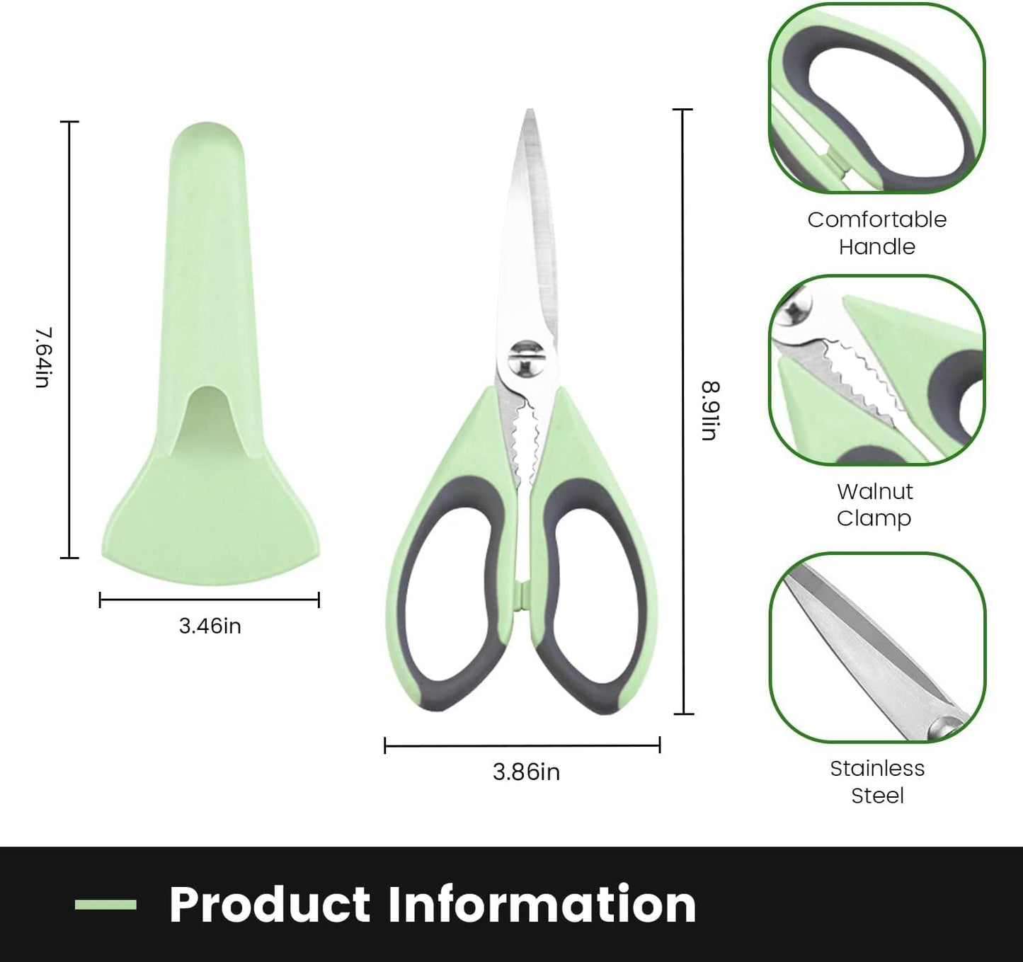 Kitchen Scissors All Purpose Heavy Duty, Kitchen Utensils Set, Stainless Steel Cooking Utensils Gadgets Meat Poultry Food Shears Dishwasher Safe Utility Tools Home (Orange, black and gray)