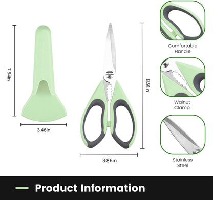 Kitchen Scissors All Purpose Heavy Duty, Kitchen Utensils Set, Stainless Steel Cooking Utensils Gadgets Meat Poultry Food Shears Dishwasher Safe Utility Tools Home (Orange, black and gray)