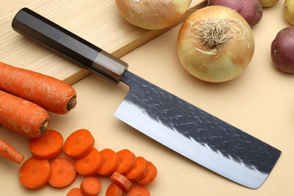 Yoshihiro Kurouchi Stainless Clad High Performance SLD Japanese Nakiri Vegetable Knife & Petty Utility Knife 2pc Set (Nakiri 6.5" / Petty 5.3" & Saya Cover)