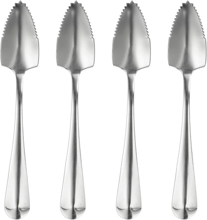 uxcell 4Pcs Grapefruit Spoons, Stainless Steel Fruit Utensils Spoon with Serrated Edge Thick Gauge Handle Grapefruit Knife Tool Mirror Finish for Citrus Melon Dessert, Purple