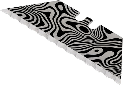 NDZ Performance Serrated Steel Blade Replacement for Utility Knife & Box Cutters, Custom Double Sided Laser Engraved Designs, Silver - Skull - 3 Pack