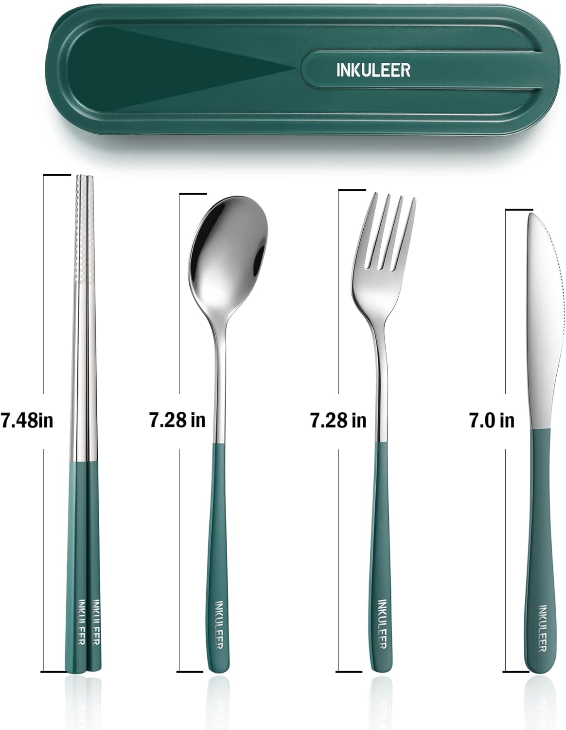 Travel cutlery set, 18/8 stainless steel cutlery, Reusable utensils set with case, Portable Silverware Lunch Box for Camping and Office (Rose Gold/knife set)