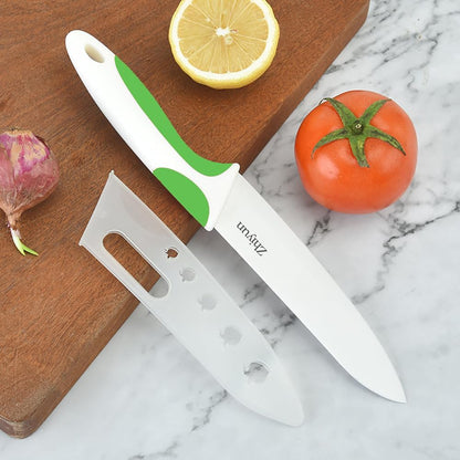 3 PCS Colorful Knivies Set, 4 Inch Ceramic knife 3 PCS Knives with Zirconia Blade and Sheath Covers,use for meat fruit vegetable and bread (green blue and pink)