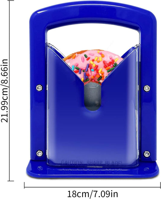 Bagel Slicer, Manual Precision Cutter with Safety Shield & Non-Slip Handle, Stainless Steel Bagel Blade, Universal Slicer (Klein Blue)