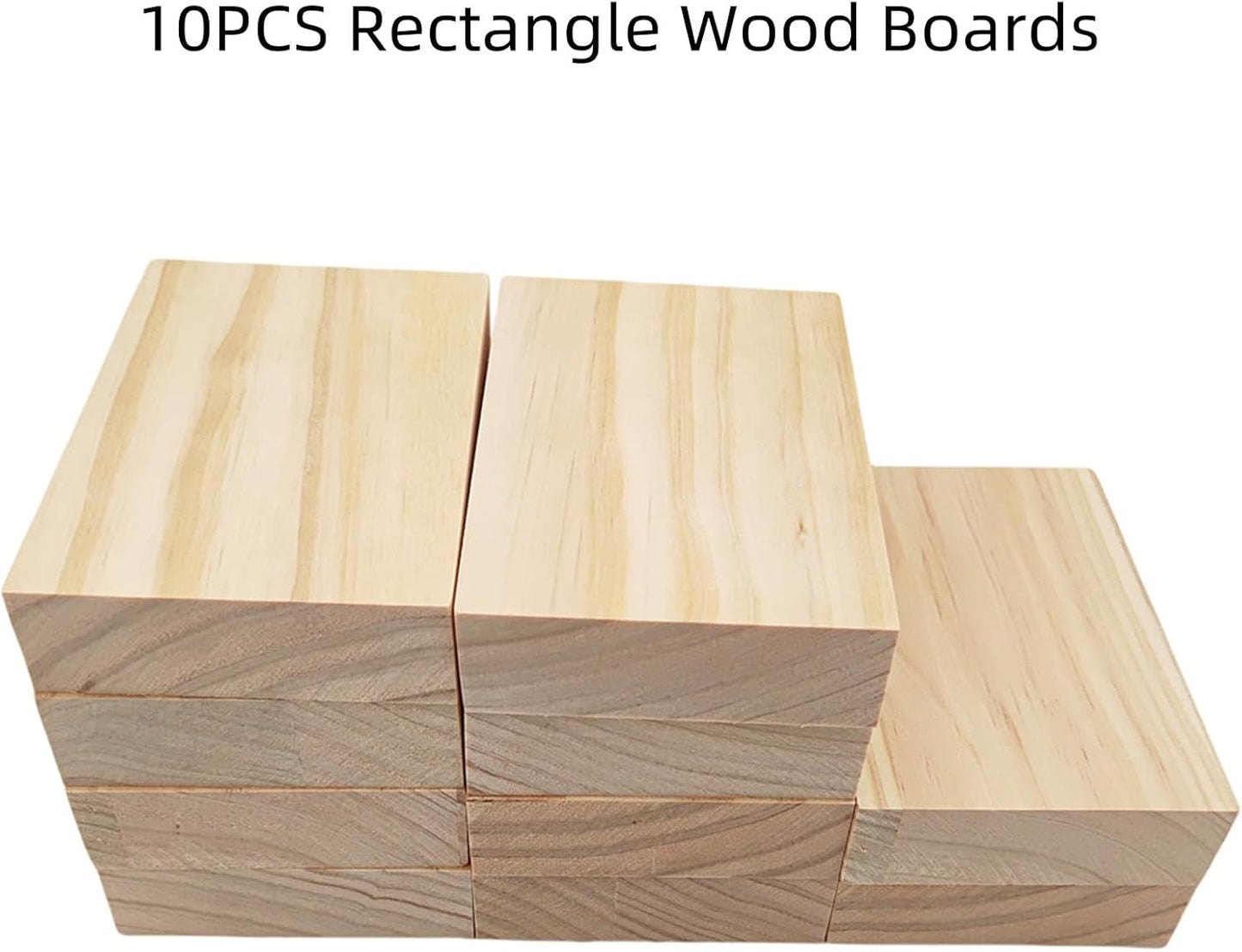 4PCS Rectangle Wood Boards Unfinished Wood Blocks for Crafting, 8x6x1in Blank Whittling Wooden Blocks for Wood Carving,Painting & Burning