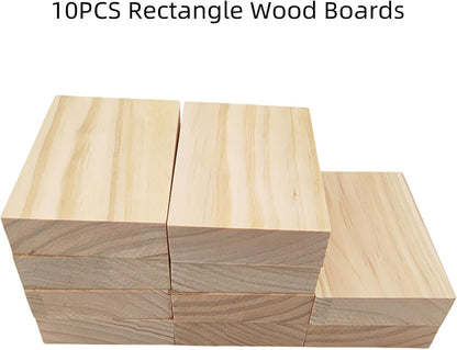4PCS Rectangle Wood Boards Unfinished Wood Blocks for Crafting, 8x6x1in Blank Whittling Wooden Blocks for Wood Carving,Painting & Burning