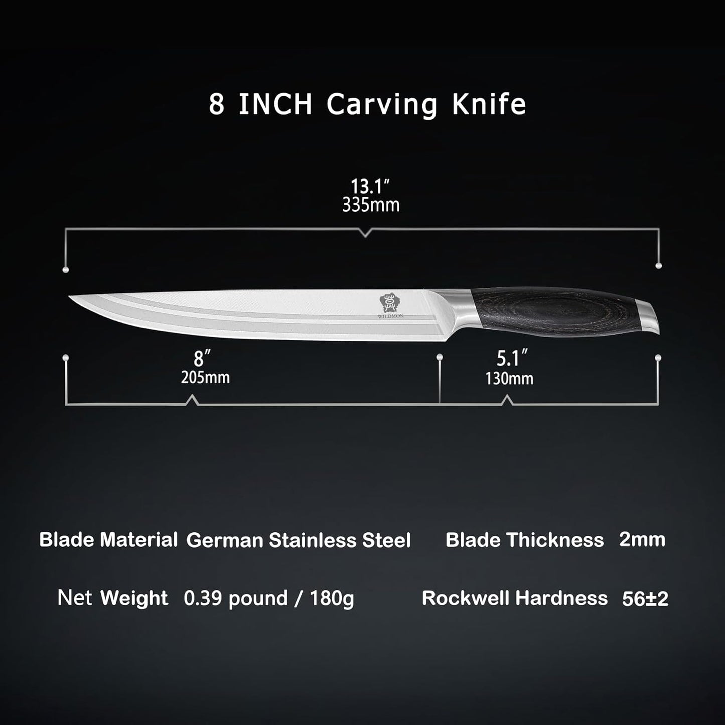 WILDMOK Meat Cleaver Knife 7.8 Inch, Ultra Sharp Chinese Chef's Knives - Kitchen Chopping Knife, German Steel & Ergonomic Handle for Meat Cutting Vegetable Slicing
