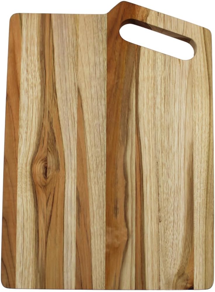 EcoDecors 18"x14" Extra Large Teak Cutting Board, Edge Grain Wood with Juice Groove & Handle, FSC Certified for Kitchen, Carving & Butcher Block Prep