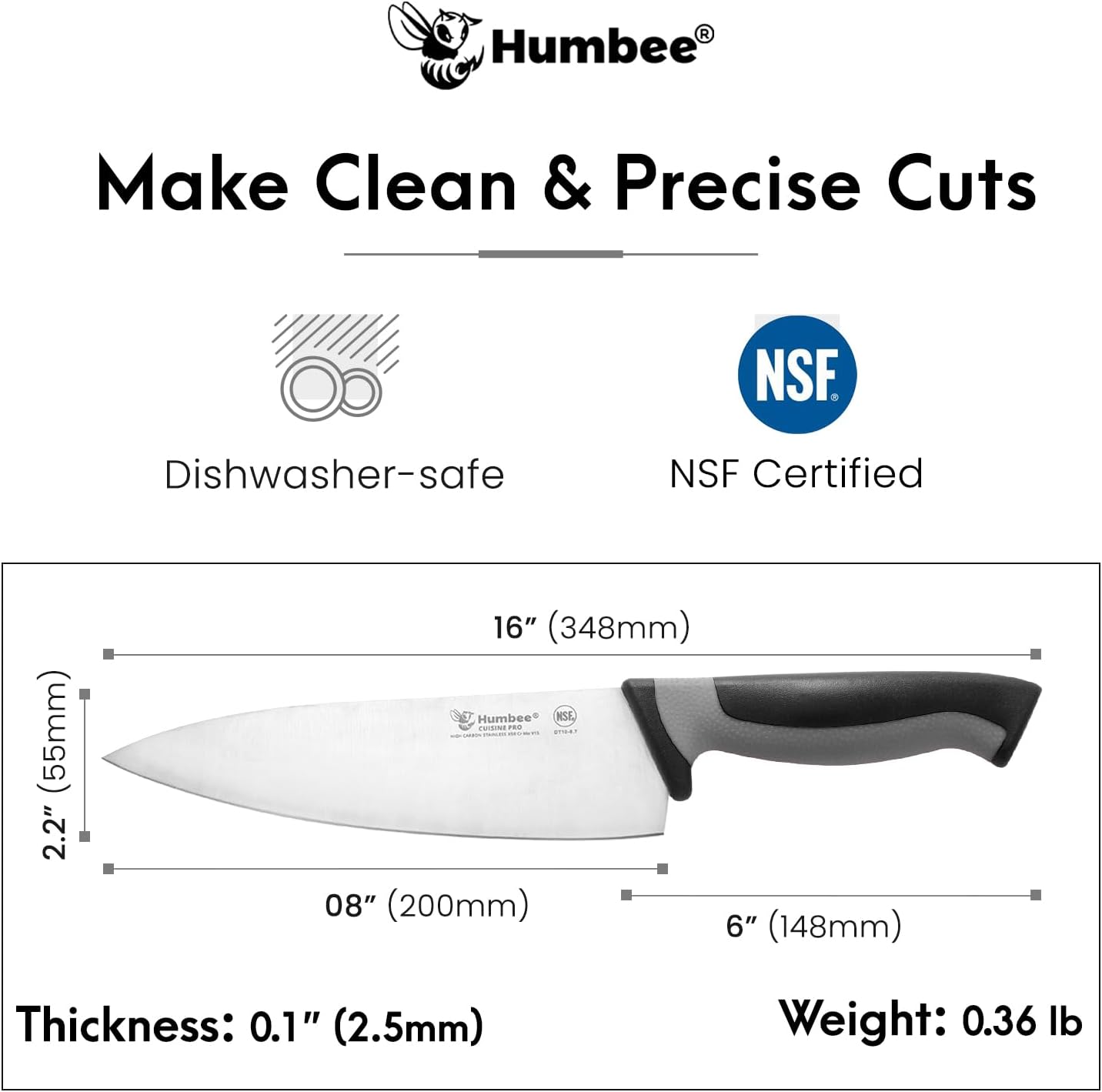 7.5-Inch Nakiri Knife, High Carbon Stainless Steel Hollow Grind Blade, Razor Sharp Edge, Ergonomic Non-Slip Handle, Cleaver Style, DT-50 Series, Orange