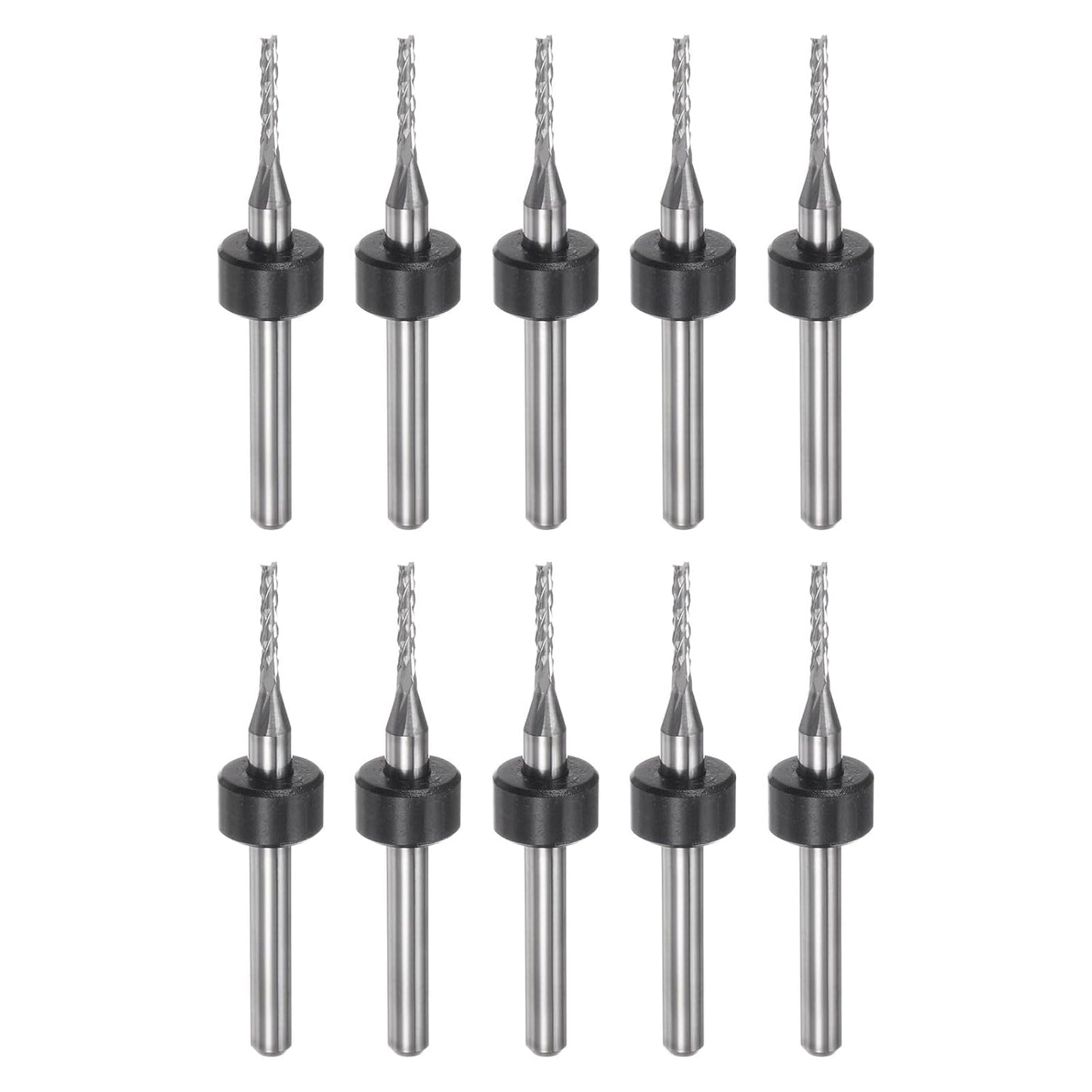 HARFINGTON 10pcs End Mill Bits 0.8mm Solid Carbide CNC Router Bits Engraving Cutter Tools for PCB Circuit Board Milling Machine Wood Carving, 1/8" Straight Shank