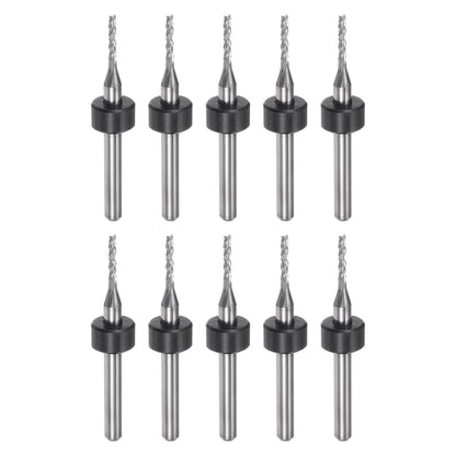 HARFINGTON 10pcs End Mill Bits 0.8mm Solid Carbide CNC Router Bits Engraving Cutter Tools for PCB Circuit Board Milling Machine Wood Carving, 1/8" Straight Shank